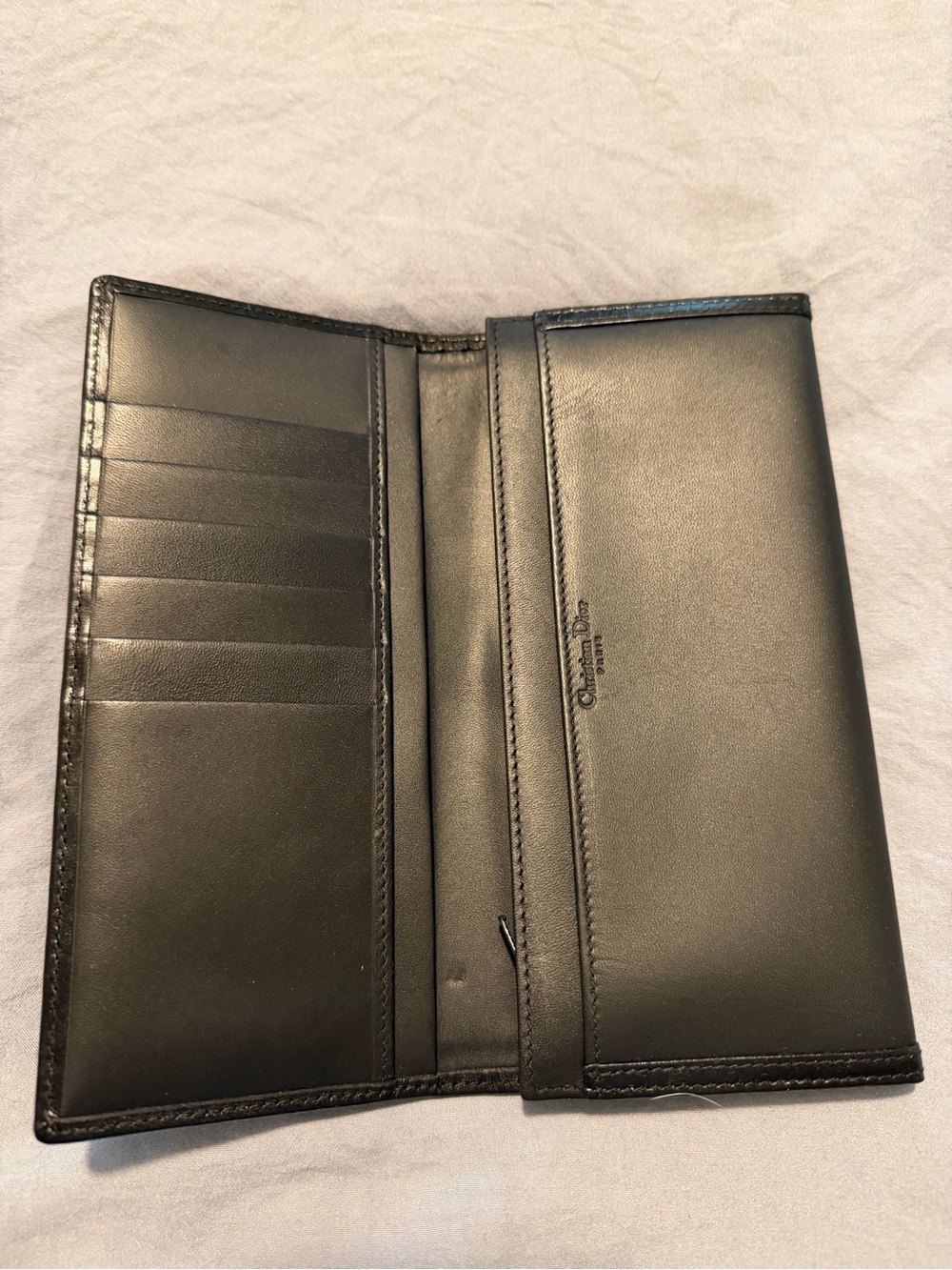 Dior Black Leather Long Card Holder with Gold CD Accent - Picture 3 of 6